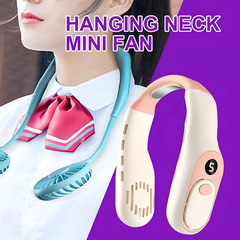 AsapCare Wearable Hands-Free Personal Neck Fan - Rechargeable, LED Display, Quiet Cooling, Large Capacity Battery (5W)
