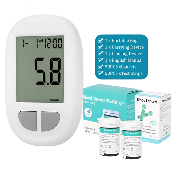 AsapCare Precision Glucose Monitoring System – Complete Home Wellness Kit with 50 Strips & Lancets - Asap Care and Fitness
