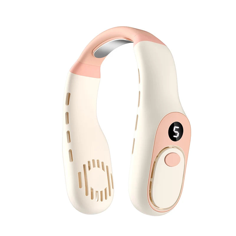 AsapCare Wearable Hands-Free Personal Neck Fan - Rechargeable, LED Display, Quiet Cooling, Large Capacity Battery (5W)