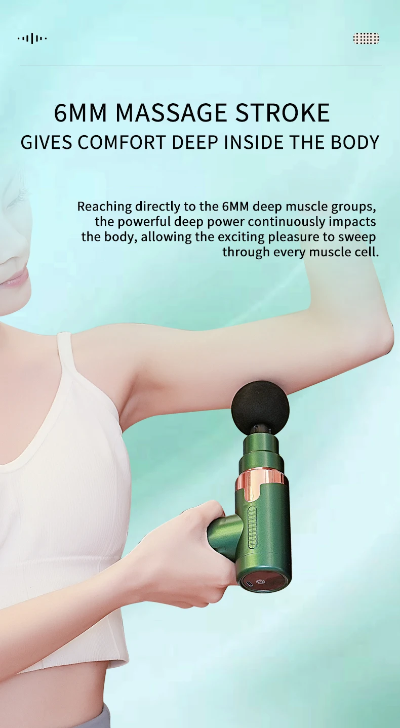 Deep Tissue Massage Gun - 6 Speed Levels & 4 Interchangeable Heads for Muscle Recovery