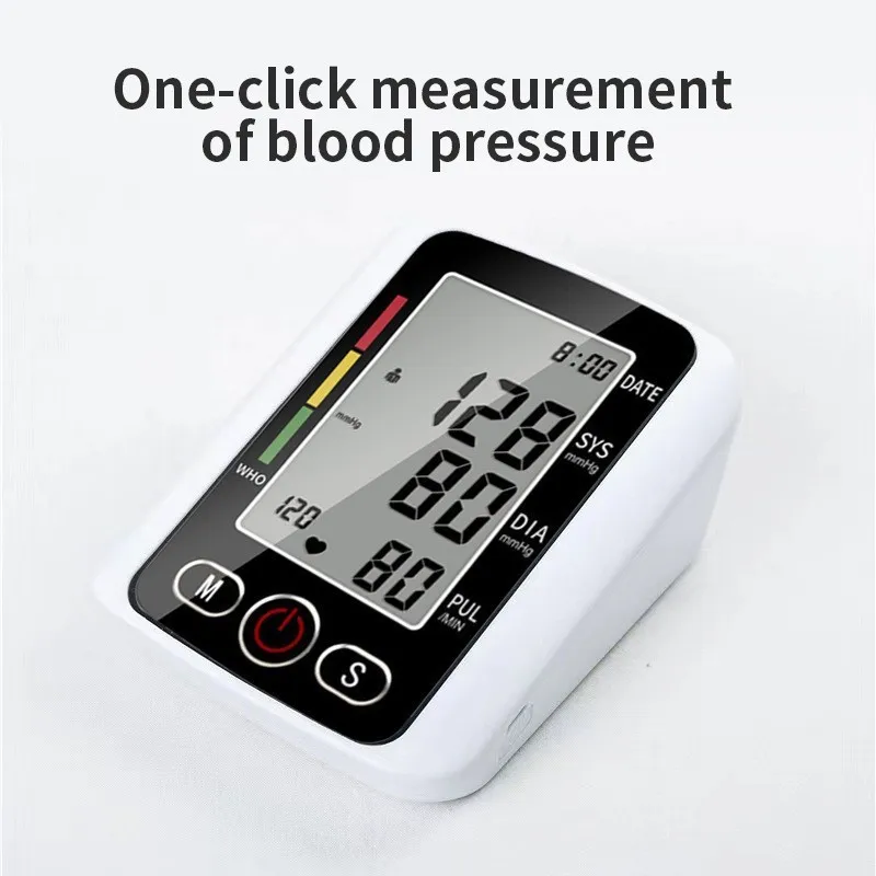 Upper Arm Blood Pressure Monitor - Digital Sphygmomanometer with Large LCD Display