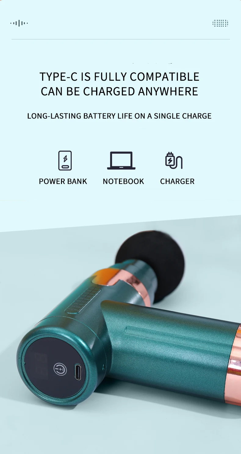 Deep Tissue Massage Gun - 6 Speed Levels & 4 Interchangeable Heads for Muscle Recovery