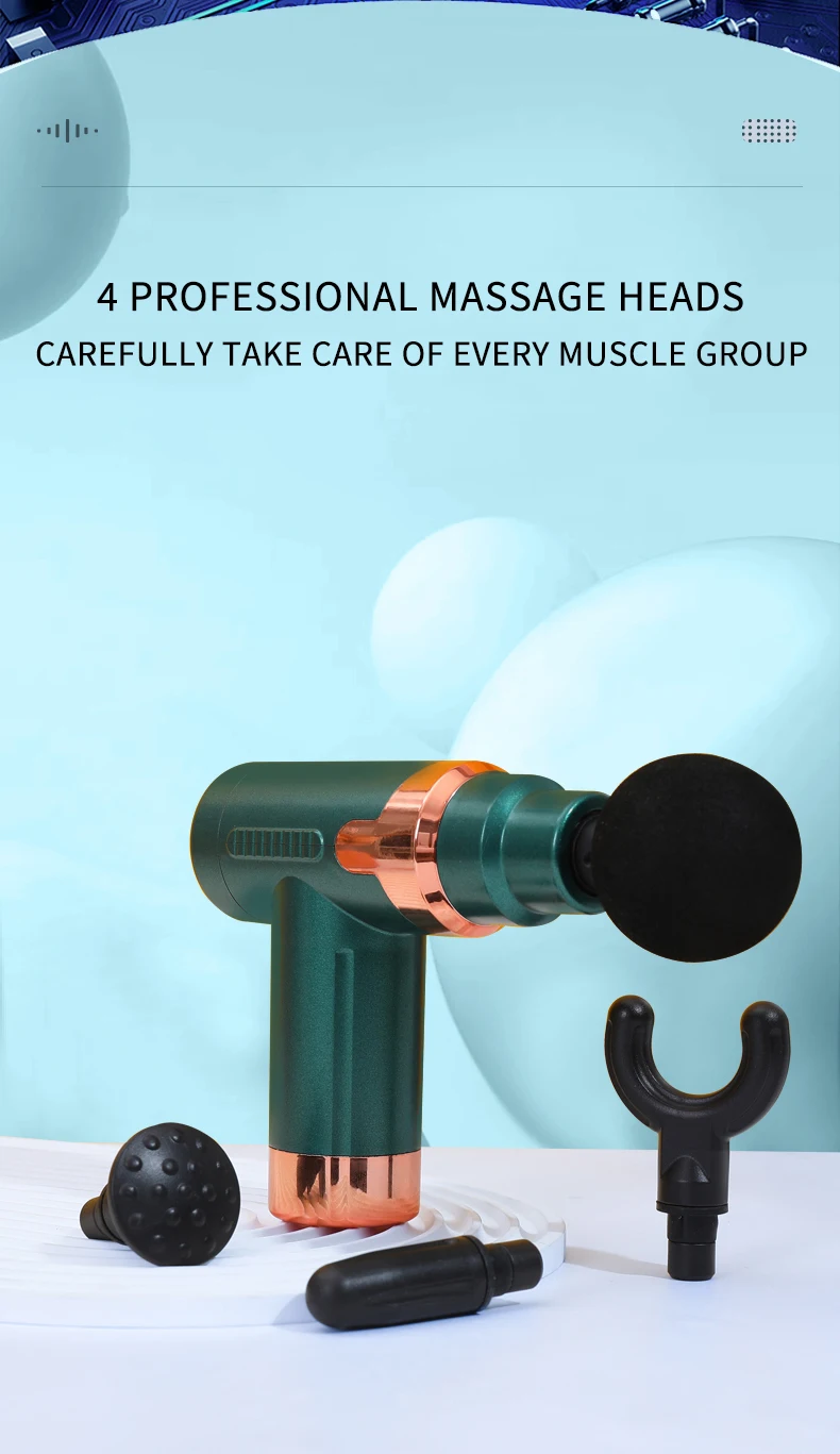 Deep Tissue Massage Gun - 6 Speed Levels & 4 Interchangeable Heads for Muscle Recovery
