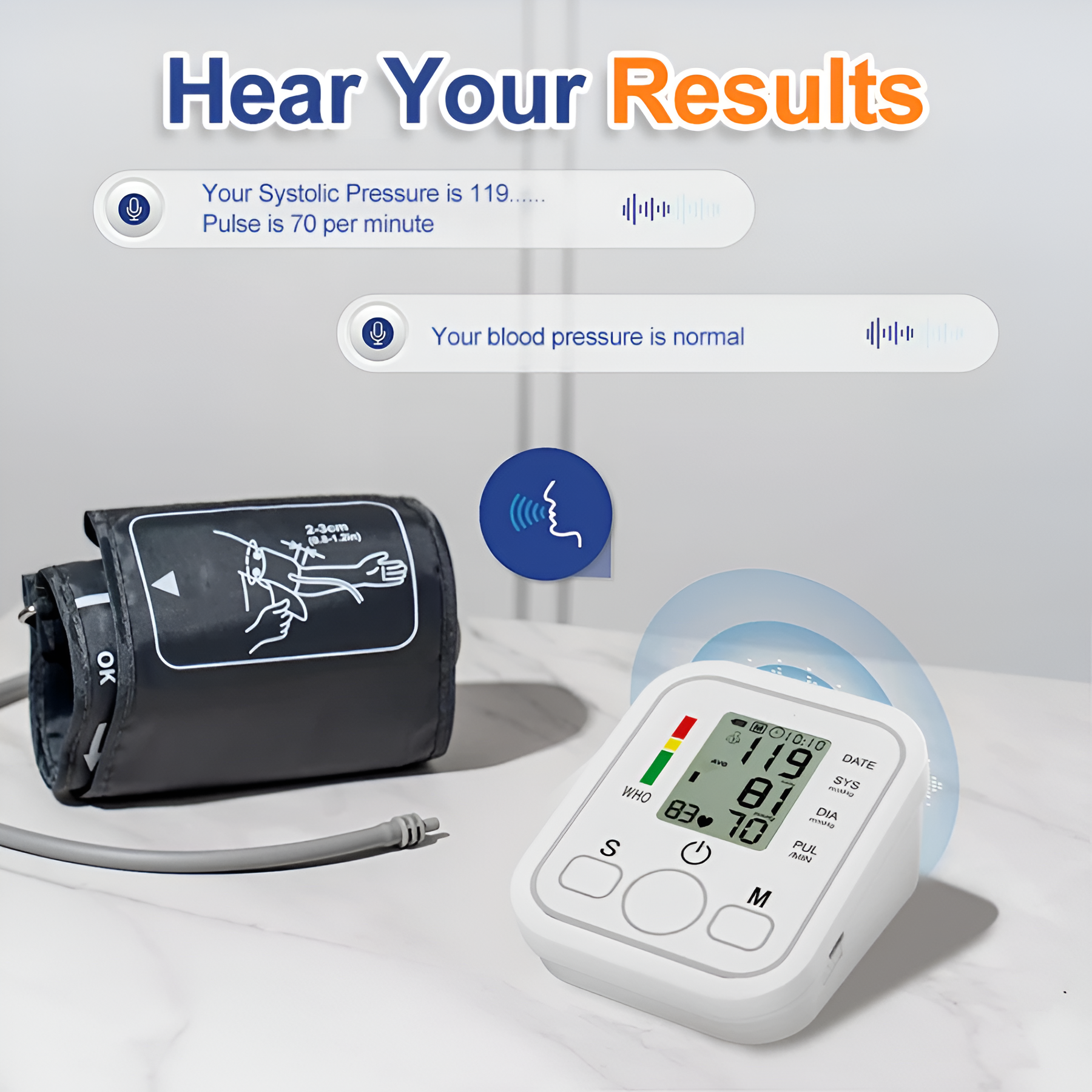 AsapCare Fully Automatic Digital Upper Arm Blood Pressure Monitor | Voice Broadcast & 2-User Memory