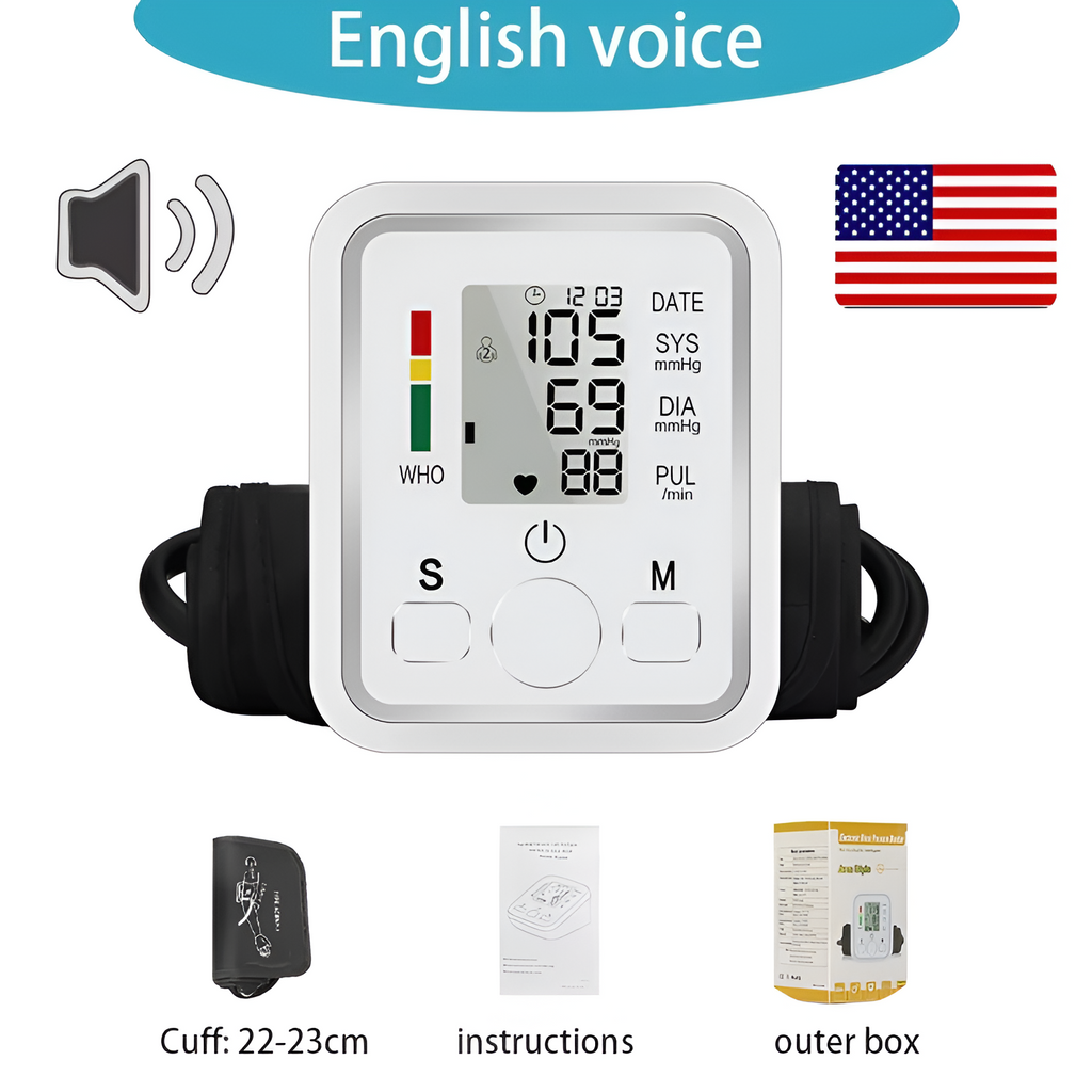 AsapCare Fully Automatic Digital Upper Arm Blood Pressure Monitor | Voice Broadcast & 2-User Memory