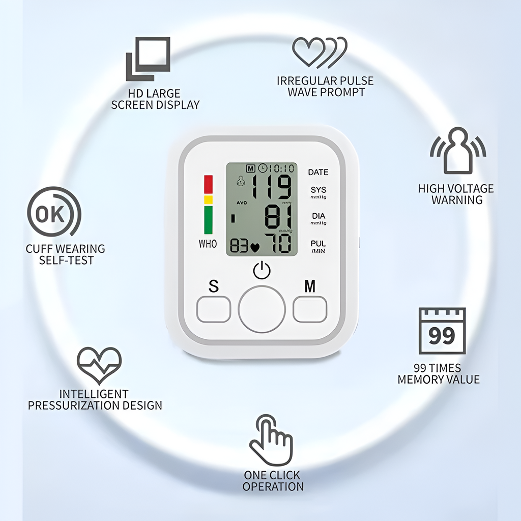 AsapCare Fully Automatic Digital Upper Arm Blood Pressure Monitor | Voice Broadcast & 2-User Memory