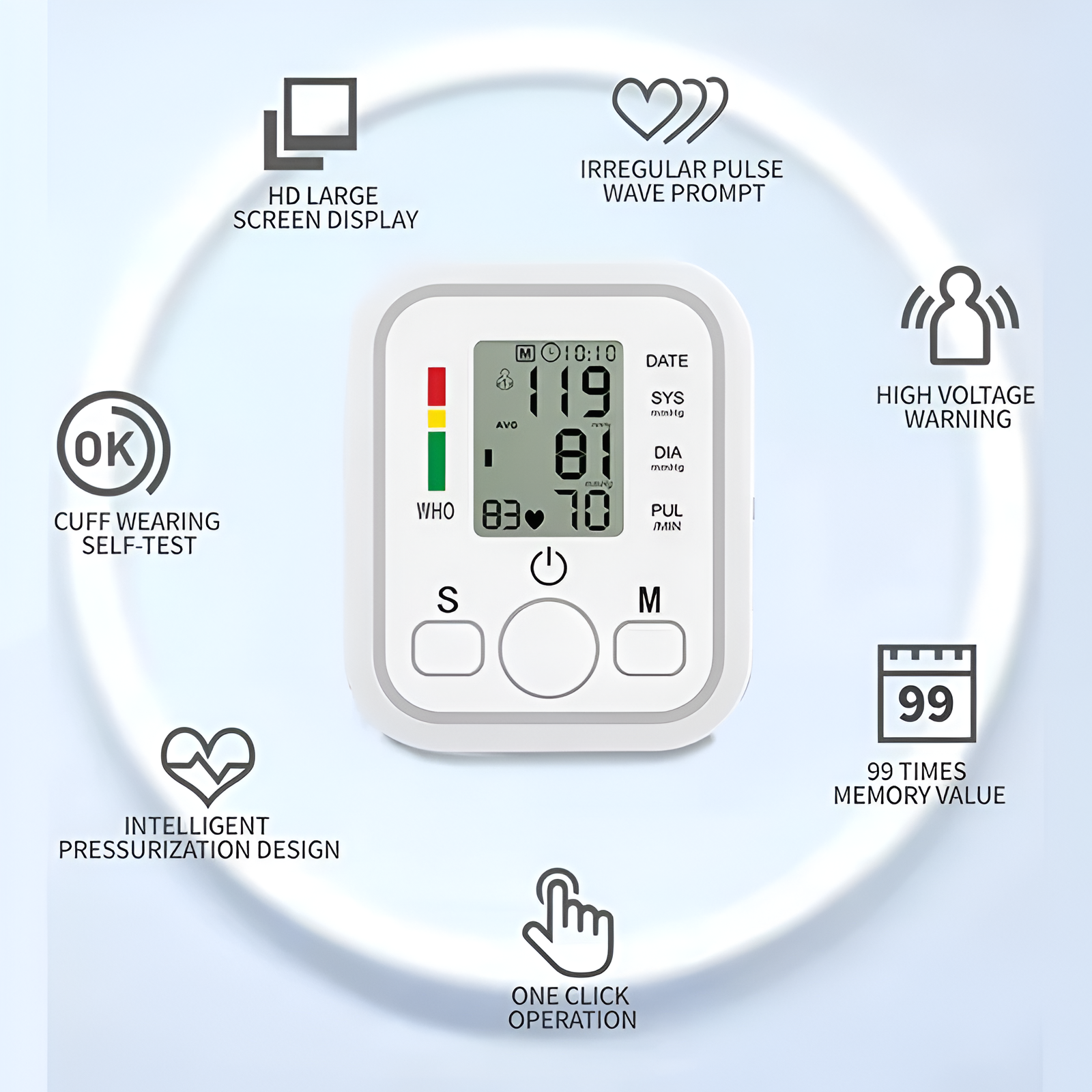 AsapCare Fully Automatic Digital Upper Arm Blood Pressure Monitor | Voice Broadcast & 2-User Memory